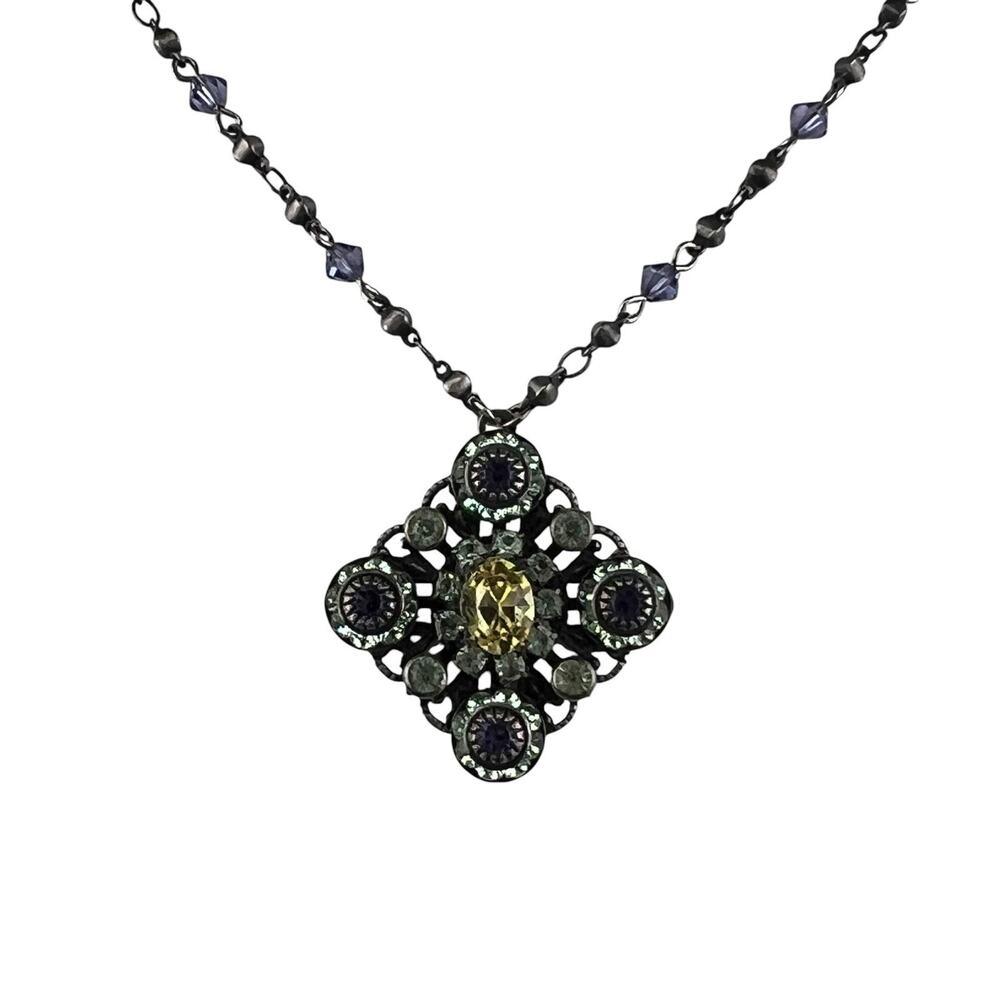 Liz Paiacios Sant Francisco Necklace 16-18" Purple Yellow Green